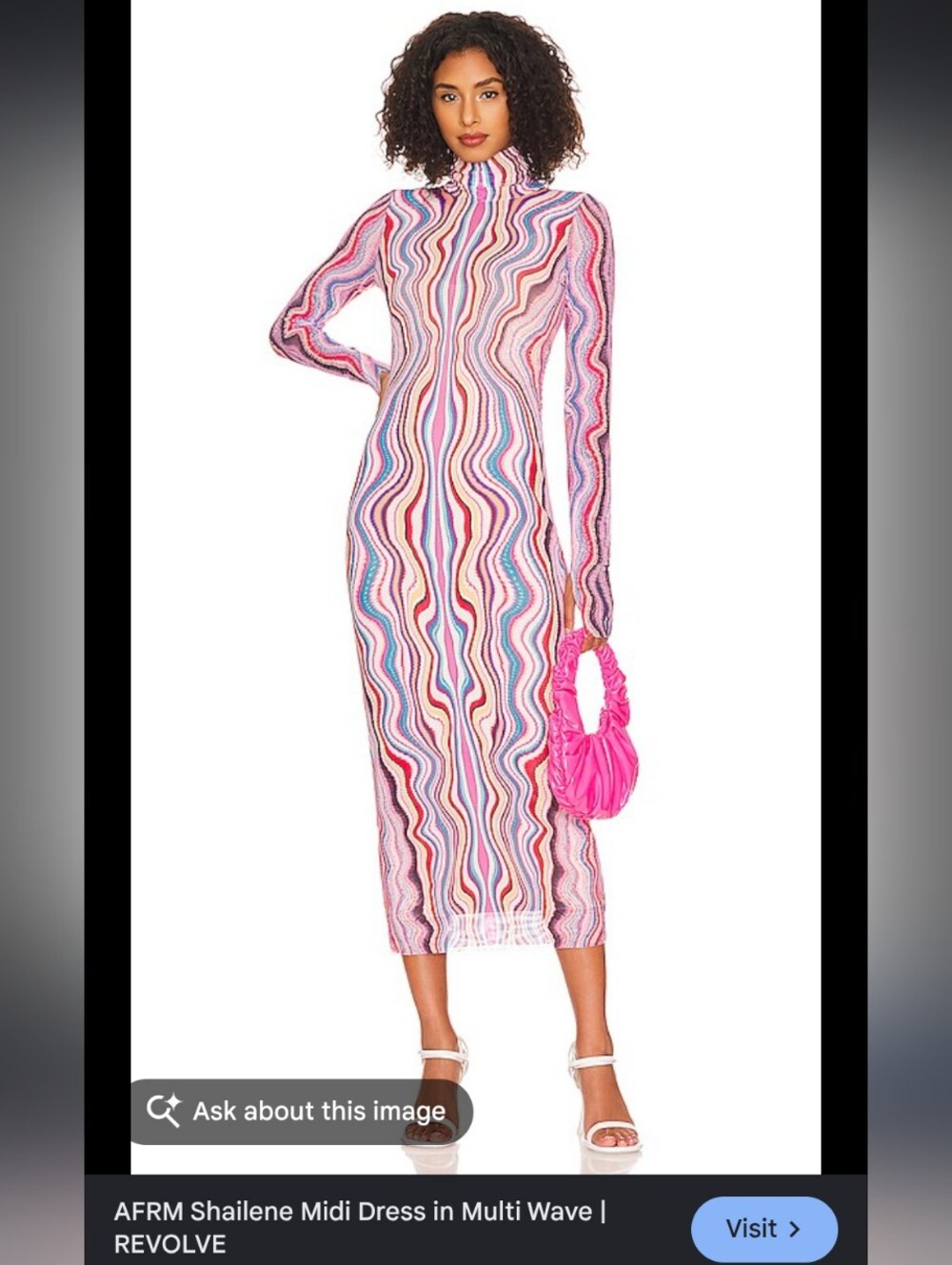 AFRM From Revolve Shailene Midi Dress in Multi Wave Size M